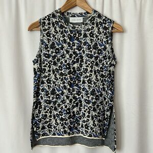 Christian Wijnants Black/Blue Floral Sleeveless Shirt Top **Size XS** 🌺🌺